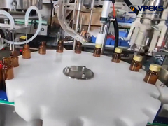 Linia produkcyjna do napełniania płynami małych dawek z rozkręcaczem butelki, maszyną do zakrywania i etykietowania